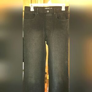 Betabrand Washed Black Four Pocket  Denim Bootcut Stretch Pull On Jeans Small